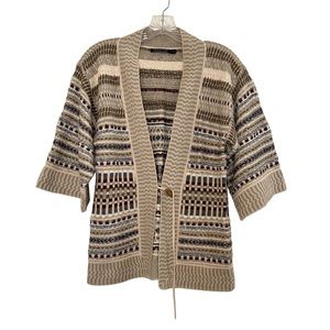 PERUVIAN CONNECTION MULTICOLORED STRIPED CARDIGAN 100% PIMA COTTON SIZE SMALL